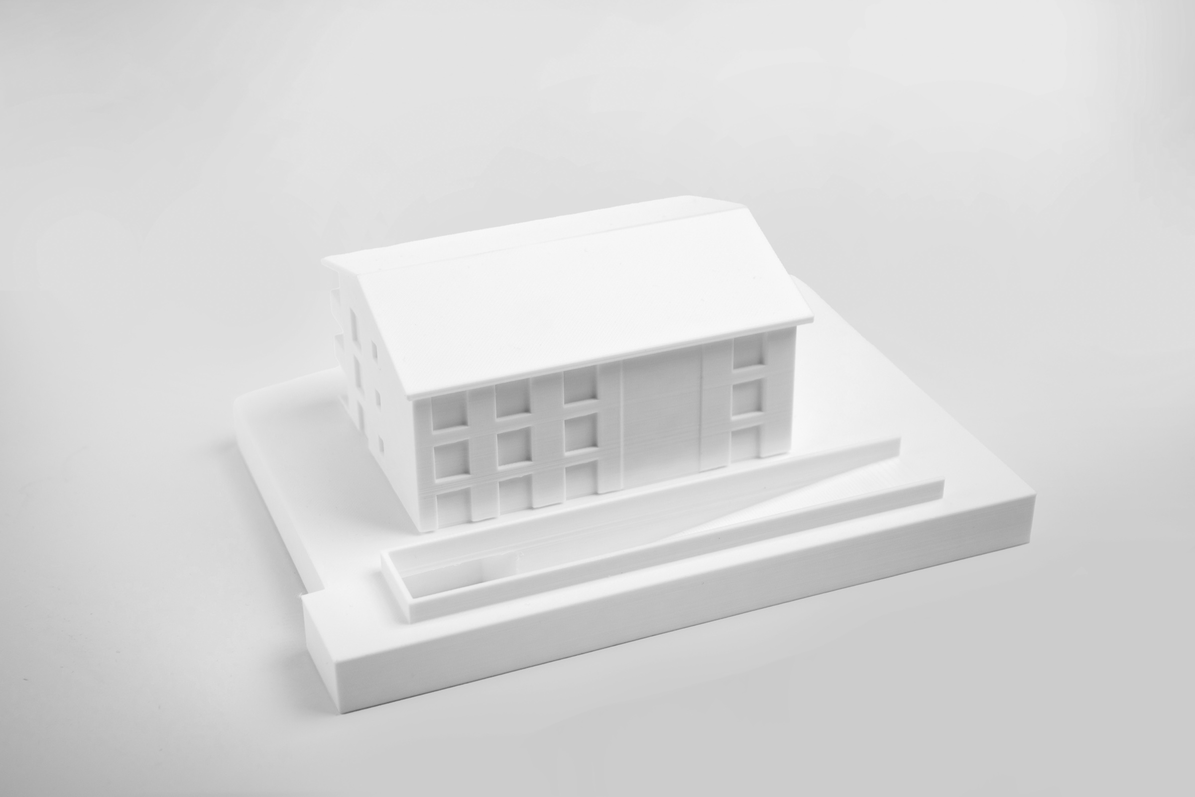 Vue en hauteur d’une maquette d’immeuble en PPE au 1:200